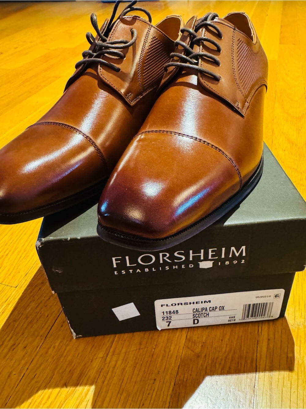 Florsheim Scotch Brown Cap-Toe Derby Dress Shoes